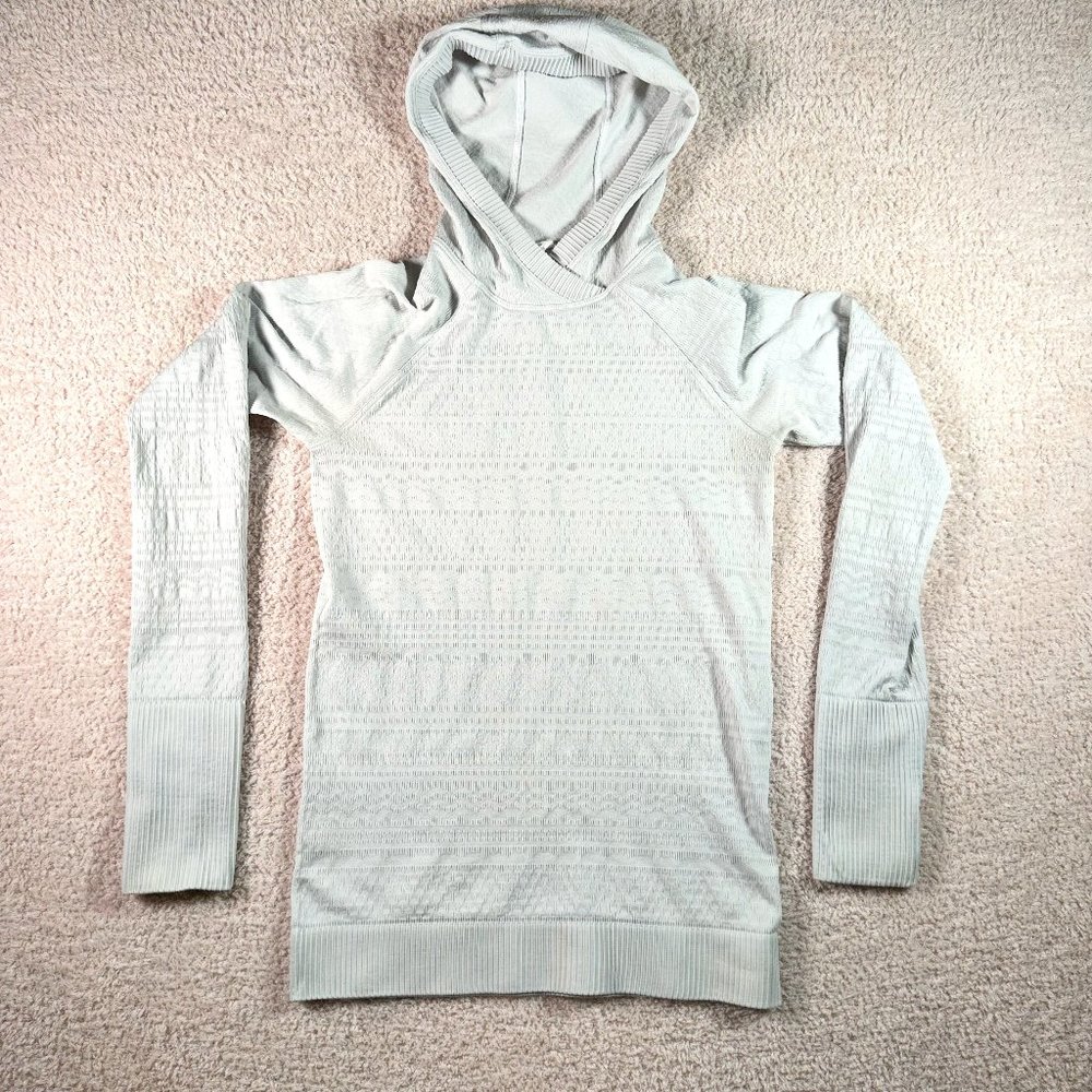 Lululemon Womens Rest Less Hoodie Ribbed Knit Size 8 White Lightweight Run Fall